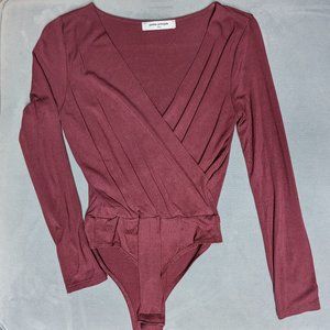 NWT Petite Principle Burgundy Wrap Bodysuit XSP